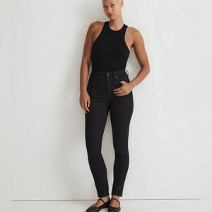 Madewell Black Tall Curvy High-Rise Skinny Jeans in Black Frost Size 25T